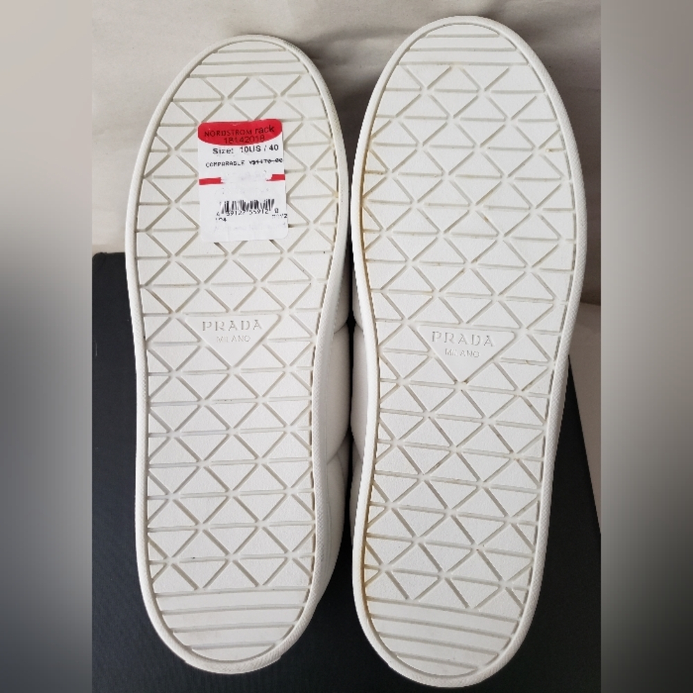 Prada Triangle Logo Padded Sneakers White Leather New - Picture 16 of 16